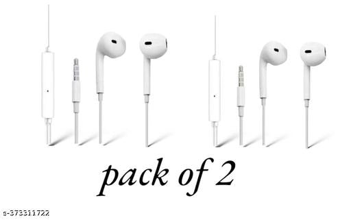 Wired Earphones (White, Pack of 2)