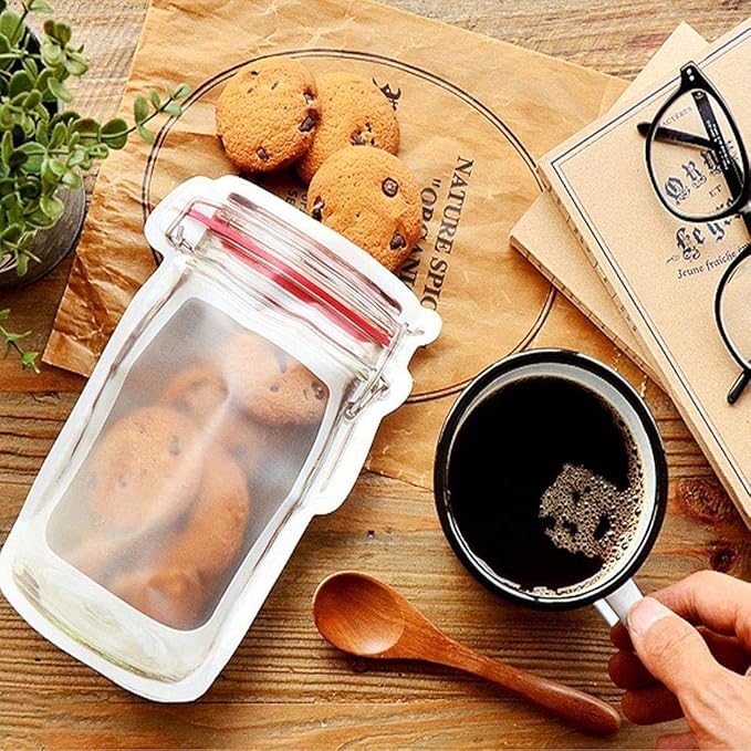 Jar Bottle Bags, Food Storage Bags Snack Sandwich Zip Bags Reusable Airtight Saddle Storage Bags Leakproof Food Saver Bags for Travel Camp Picnic, Multidesigned (3 Pcs)