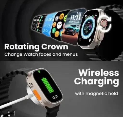 Smart T800 Ultra Smart Watch 1.99" Series 8 HD Display - Campatible for IOS & Android -Bluetooth Call, Fitness Tracker, Voice Assistance|Orange